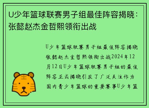 U少年篮球联赛男子组最佳阵容揭晓：张懿赵杰金哲熙领衔出战